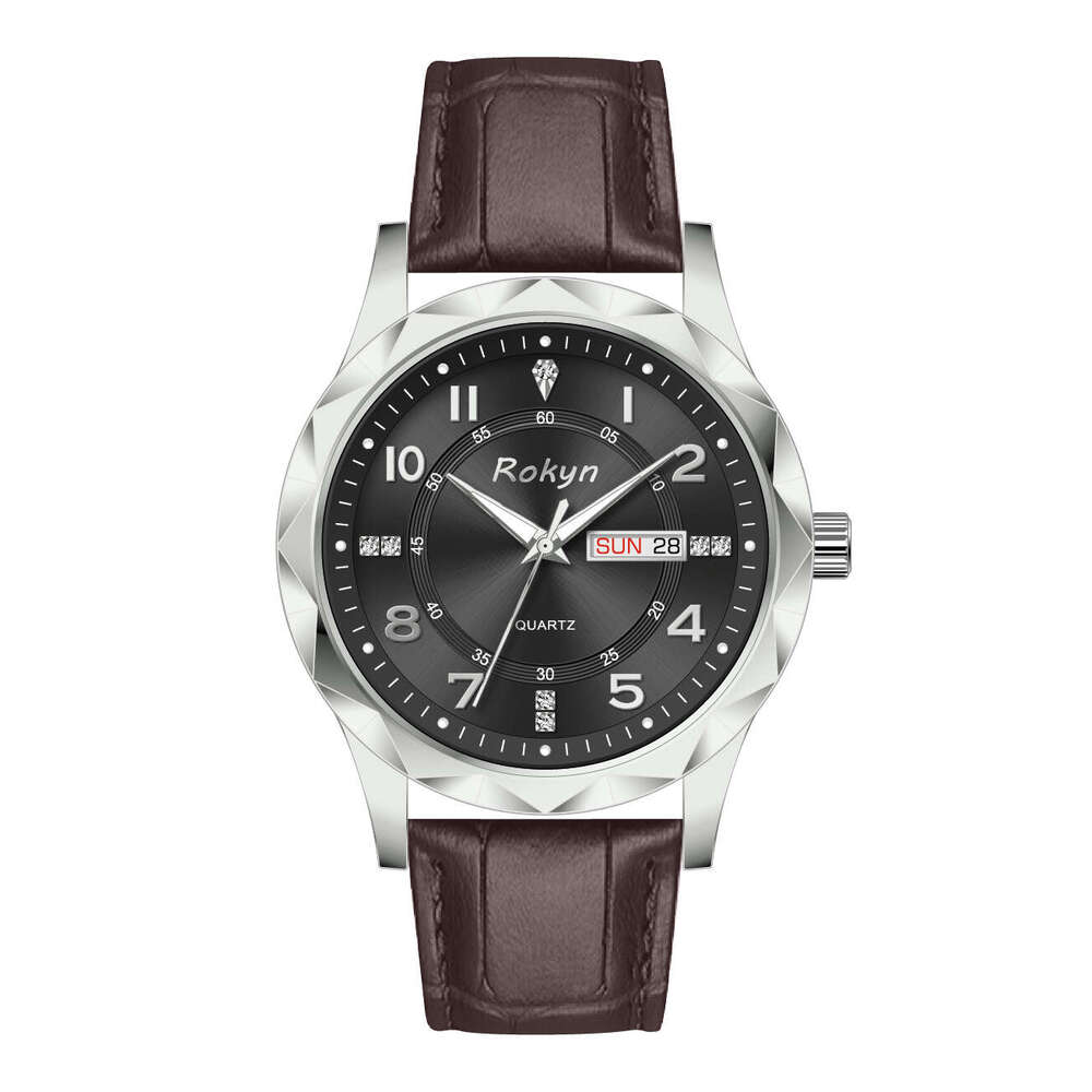 Dual Calendar Men's Waterproof Luminous Leather Strap Watch