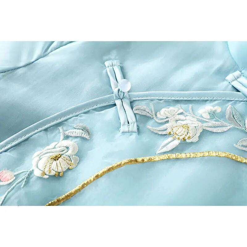 Floral Embroidered Cheongsam Women Retro Short Sleeve Chiffon Chinese Style Vintage Tang Dresses Summer New Fashion