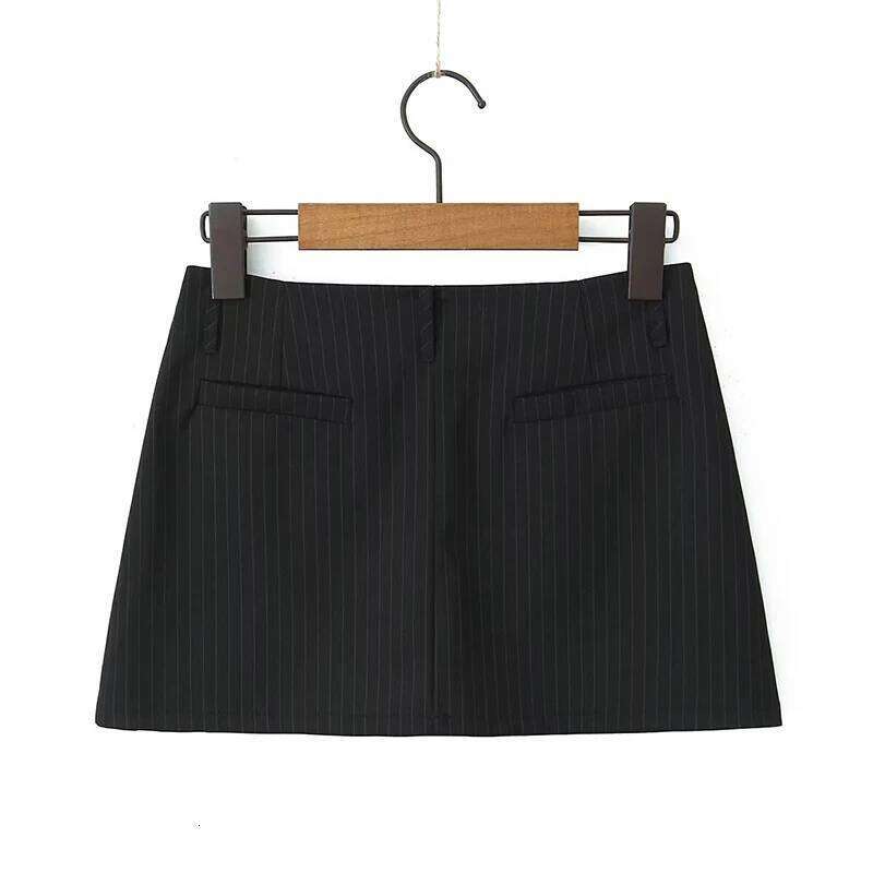 YENKYE Y2K Cool Girl Striped Pencil Mini Skirt Vintage High Waist Sexy Women Black Gray Summer Skirts XJ260131