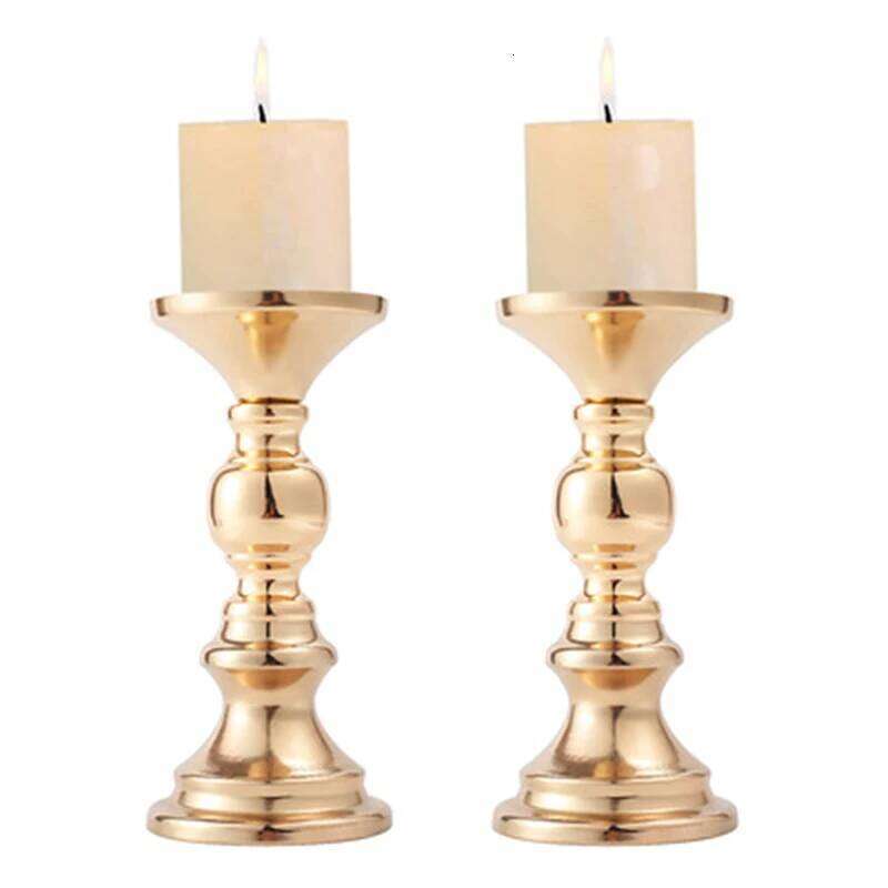 Golden Candle Holders Table Decorations Metal Stand Candlestick For Wedding Birthday Bar Party Living Room Home Decor Y260131