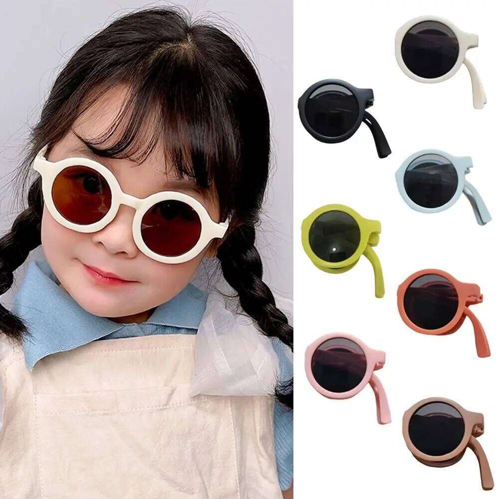 Candy Children's Foldable Design Round Frame Stylish Sunglasses Macaron Colored Sun Protection H260130
