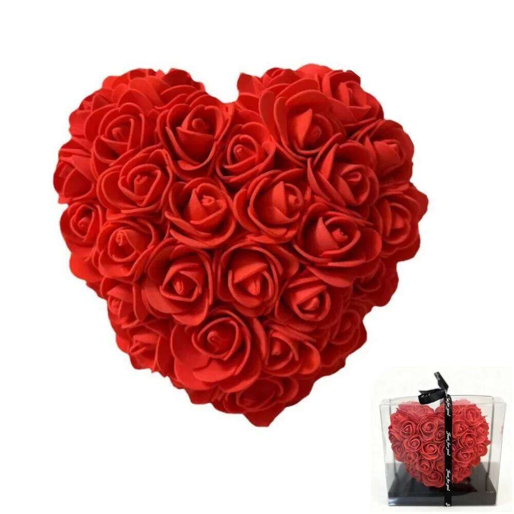 15cm Artificial Rose Flower Gift Box Valentine Mothers Day Wedding Decoration Romantic Home Decor Love Floral Arrangement Y260131