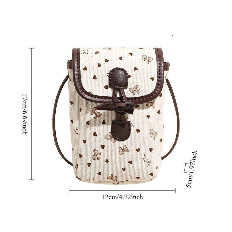 Mini Crossbody Women Fashion Polka Dot Corduroy Canvas Phone Bow Design Comfortable and Versatile Texture Bucket Bag XJ260131