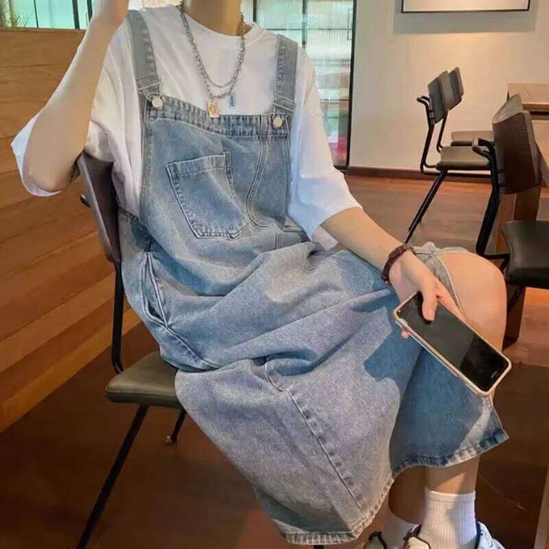 Spring Summer Denim Overall Dress Women Sleeveless Jeans Fashion Female Solid Slip Casual Loose Spaghetti Strap Dresses XJ260131