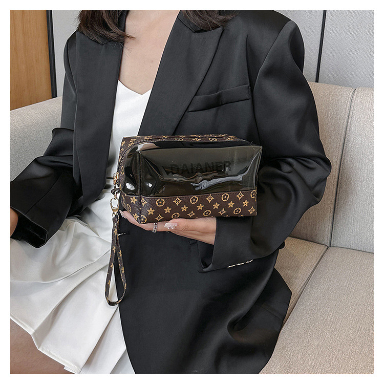 new PVC hand-held makeup bag with a high-end feel stylish and simple large-capacity toiletries bag waterproof storage bag