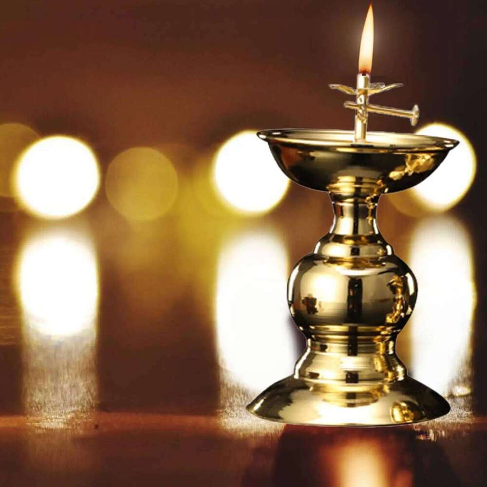 Ghee Candle Temples Tibetan Buddhist Supplies Golden Cup Oil Lamp Holder for Dining Table Office Decoration Y260131