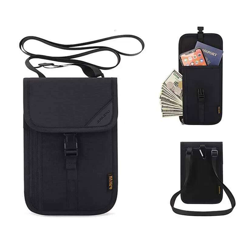 RFID Multifunction Anti-theft Wallet Hidden Neck Pouch Passport Cover Cards ID Card Holder for Men Women Travel