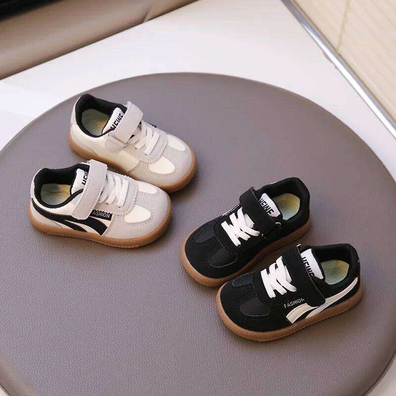 Children's Sneakers 1-8 Years Old Beige Lightweight Boys Girls Casual Four Seasons Black Soft Non-slip Kids Single Shoes Y260128