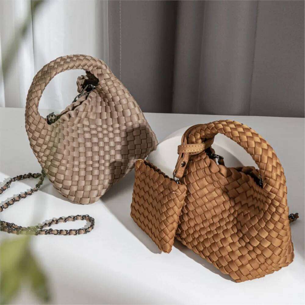 2025 new woven diving material mini bucket shoulder crossbody bag exquisite, cute, high-end handbag fashion