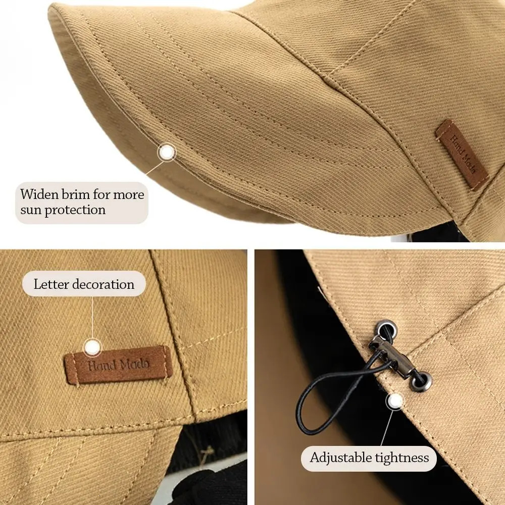 Foldable Wide Brim Sun Hat Drawstring Adjustable Caps for Men Women Beach Hats Summer Quickdrying Visors Fisherman Cap 260120