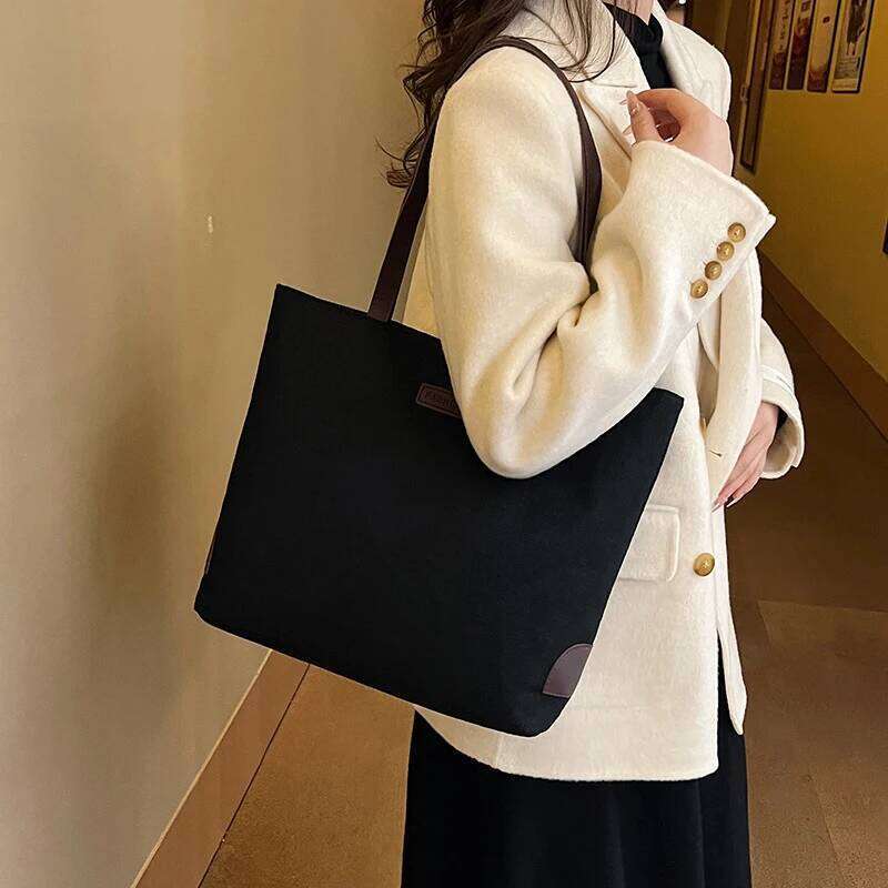 New Large Capacity Canvas Handbag for Commuting Office Women's Shopper Tote College Student Shoulder Bag Books Pack XJ260130