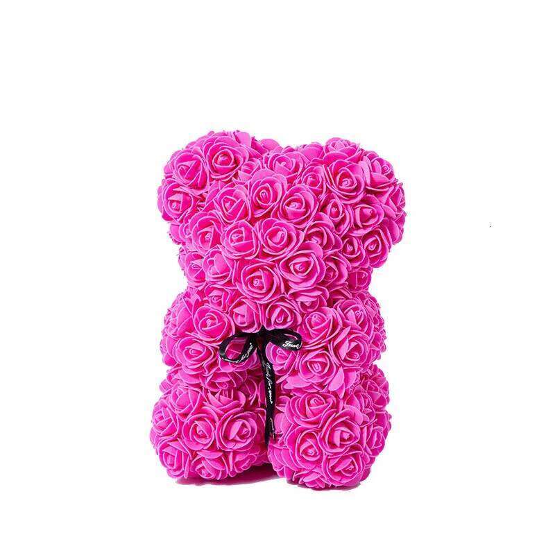 24cm Valentines Day Gift Flower Bear Rose Artificial Decoration Foam Flowers Christmas Gifts for Girl Women Y260131