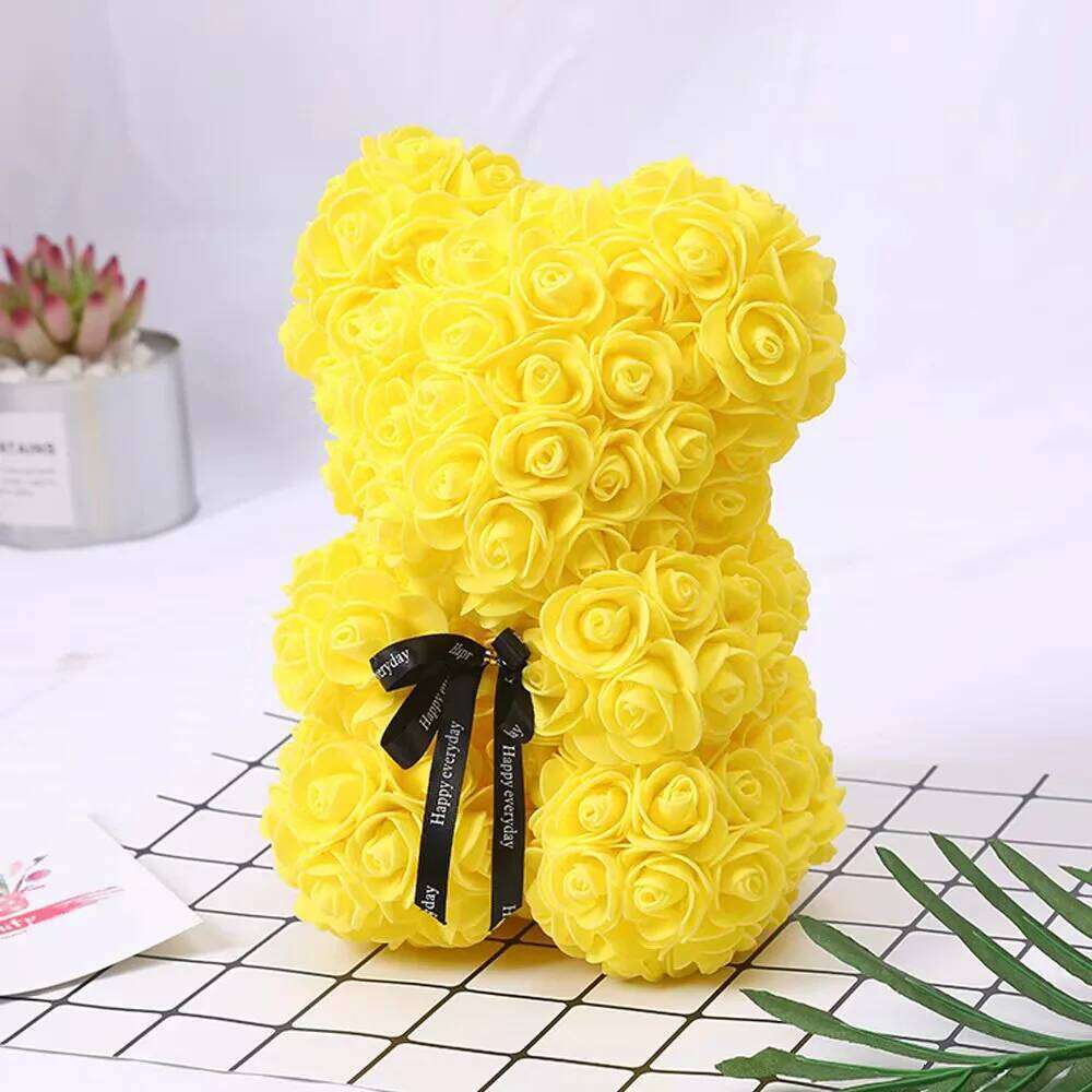 Rose Bear NEW Valentines Day Gifts 25cm Flower Bears Artificial Floral Decorations Mother' DAY Gift For Girlfriend Festival And Y260131