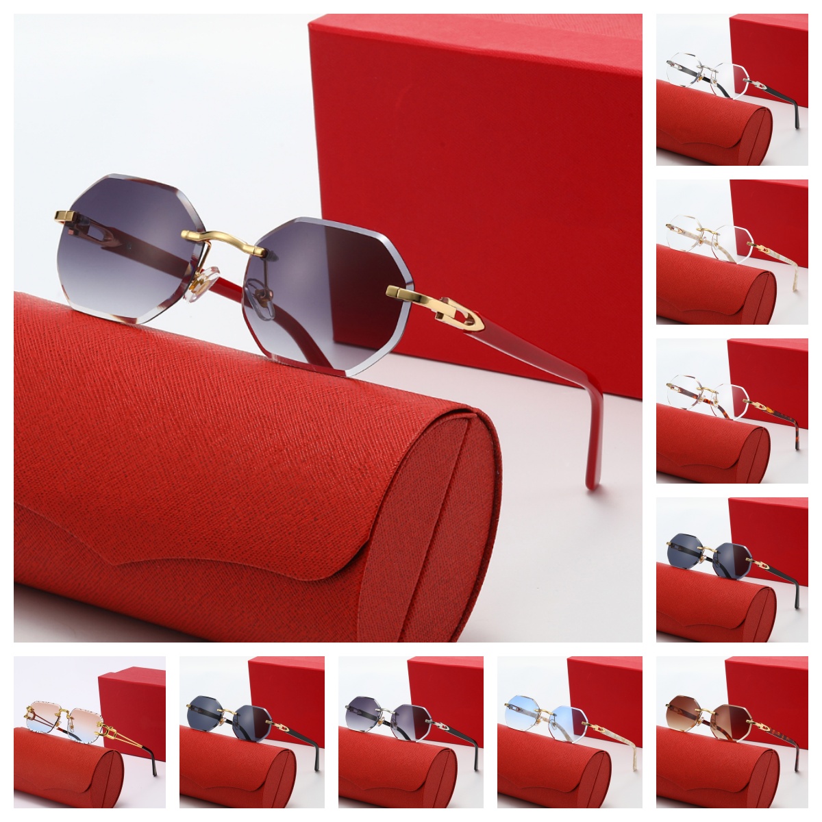 Octagon Sunglasses Women White Buffalo Horn Polished Gold Plated Men Designer Luxury Sun Glasses Fashion Square Metal Frame Eyewear