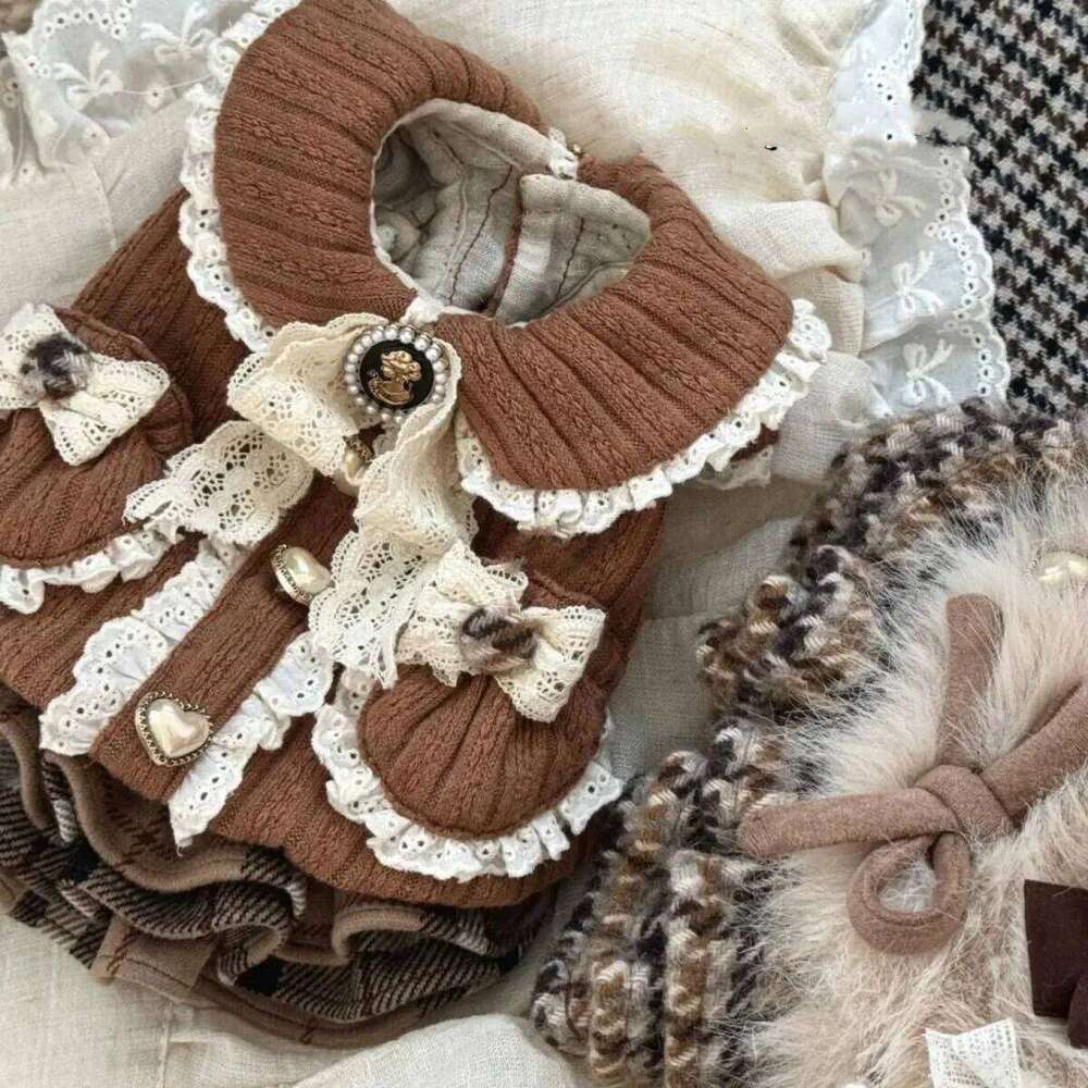 Egyptian Latin Thick Knitted Pet Autumn Lace And Retro Court Style Featuring Small Dog-Shaped Dress H260129
