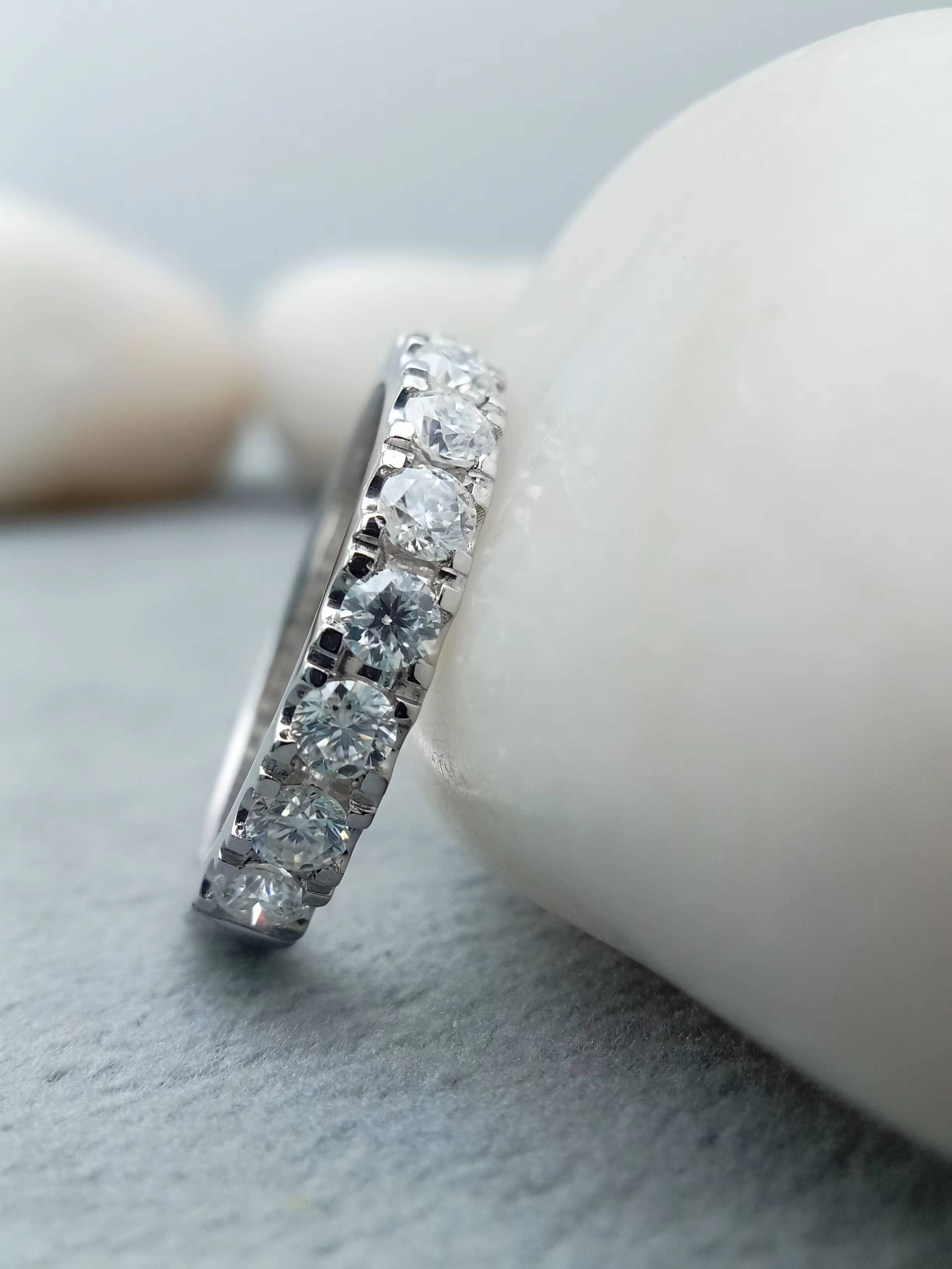 Customizable Fine Luxury 925 Silver Wedding Band Lab Grown Diamond 10K/14K/18K White Gold Ring for Certified Trendy for Weddings