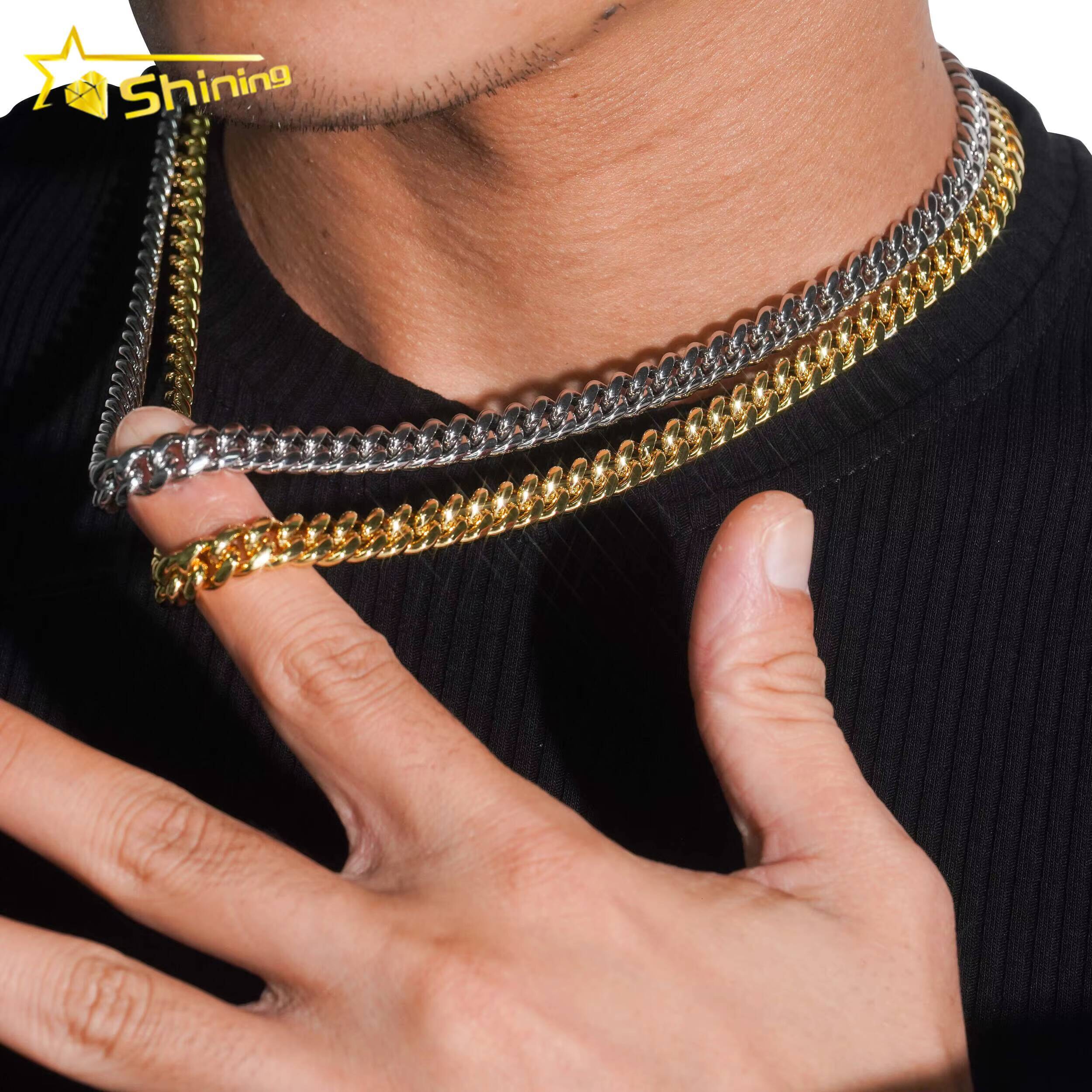 Fast Shipping 8mm Miami Cuban Chain Stainless Steel Silver Moissanite Lock High Quality Cuban Necklace Bracelet
