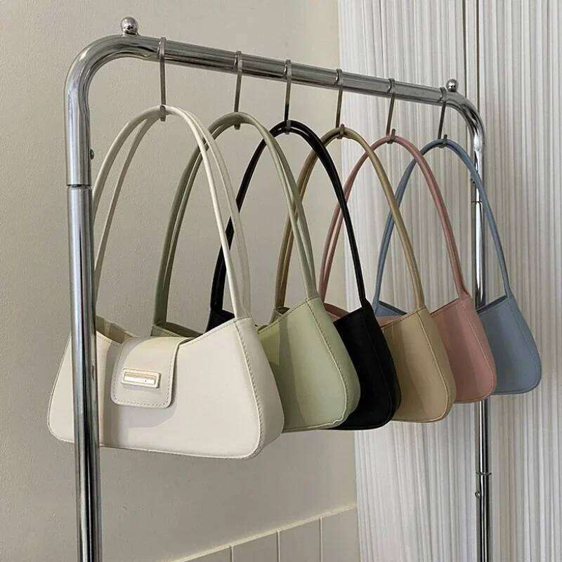 Minimalist Shoulder for Women Simple Solid Color Underarm Bag Women's Buckle Handbag and Purse Fashion Small Top-handle Bags