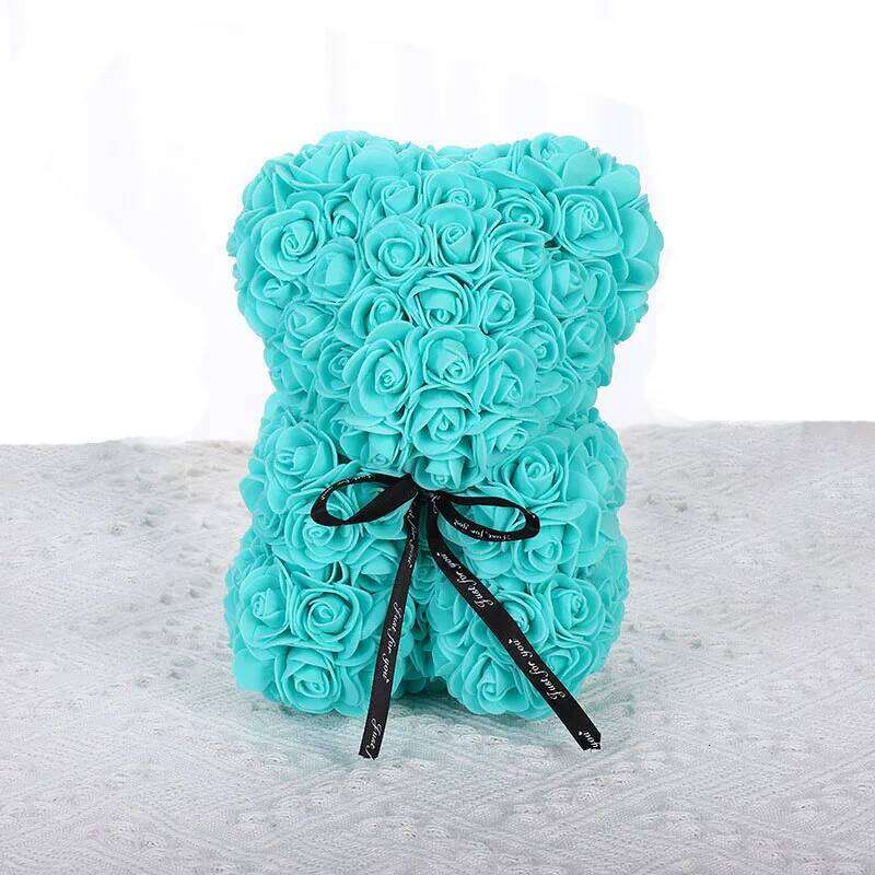24cm Valentines Day Gift Flower Bear Rose Artificial Decoration Foam Flowers Christmas Gifts for Girl Women Y260131