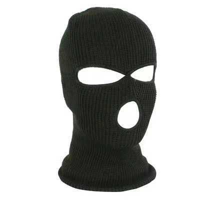Balaclava two-color stitched embroidered three hole knitted hat military tactical CS winter skiing riding mask Beanie ball mask warm mask Y240923
