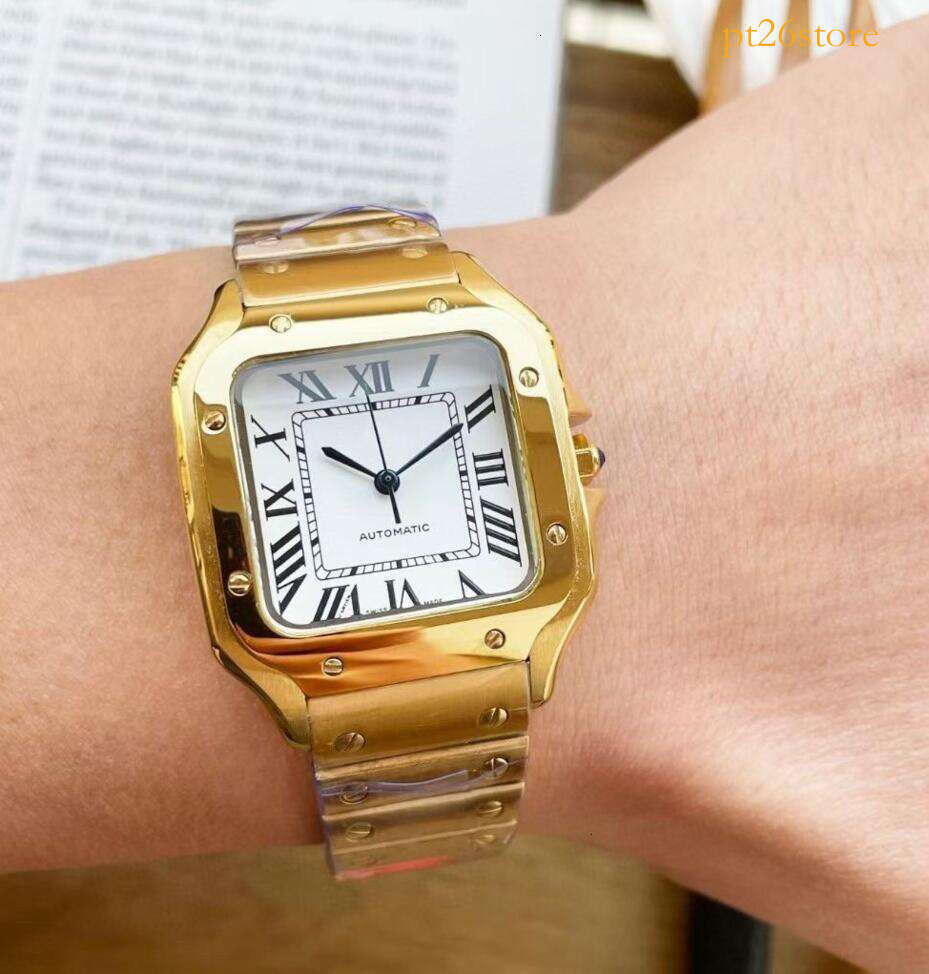 NEW Wristwatches Mens Skeleton Watch 39mm 35mm Automatic Mechanical Movement Stainless Steel Women Baked Blue Watches Needle Fashion Ladies Wristwatch Montre