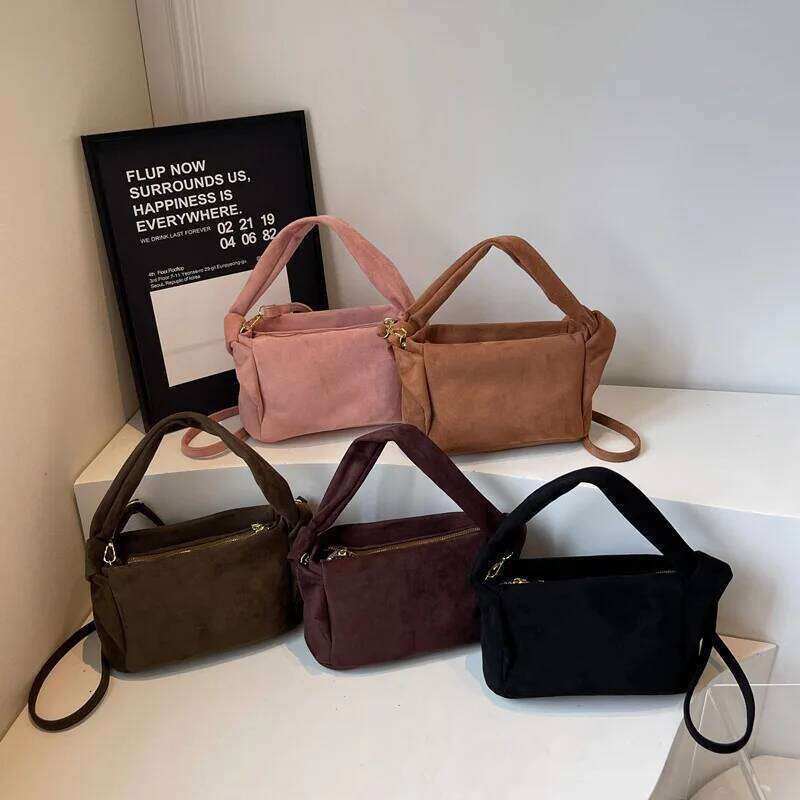 LEFTSIDE Women Small Faux Suede Shoulder 2025 Winter Retro Soft Crossbody Bag Luxury Designer Trend Brand Handbags XJ260131