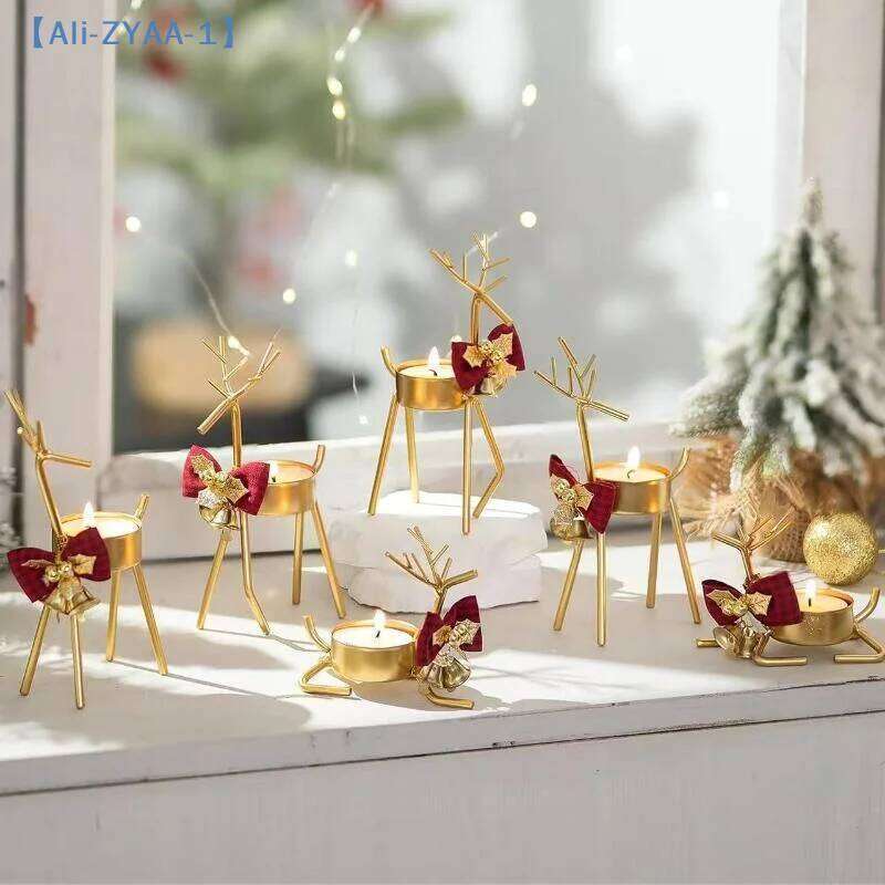 ZYAA-1Candlestick Reindeer Durable Iron Candlestick Christmas Halloween Home Decoration Y260131