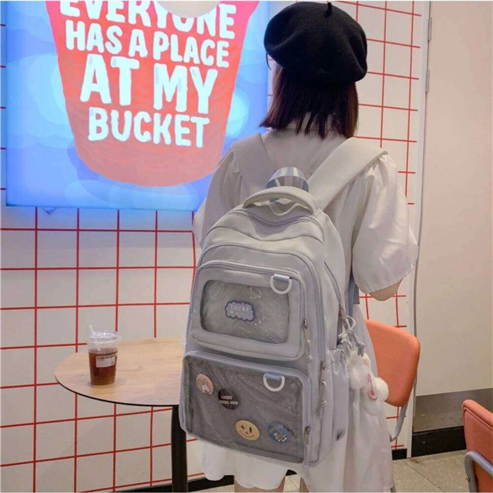 Japanese Style Kawaii Girls Transparent Ita Women Large Capacity Backpack Fashion School Bag for College Student JK