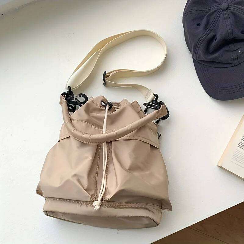 Fashion Shoulder Nylon Waterproof Women Large Capacity Casual Handbag Drawstring Crossbody Tote Bag
