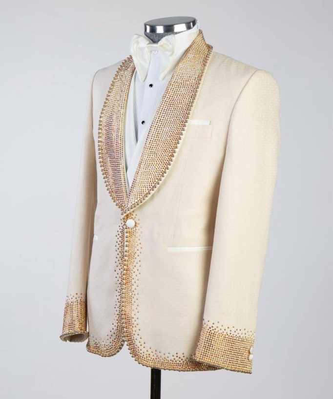 Luxury Rhinestones Mens Suits 1 Pieces Jacket Shawl Lapel Single Breasted Special Occasion Wedding Party Customized traje de hombre