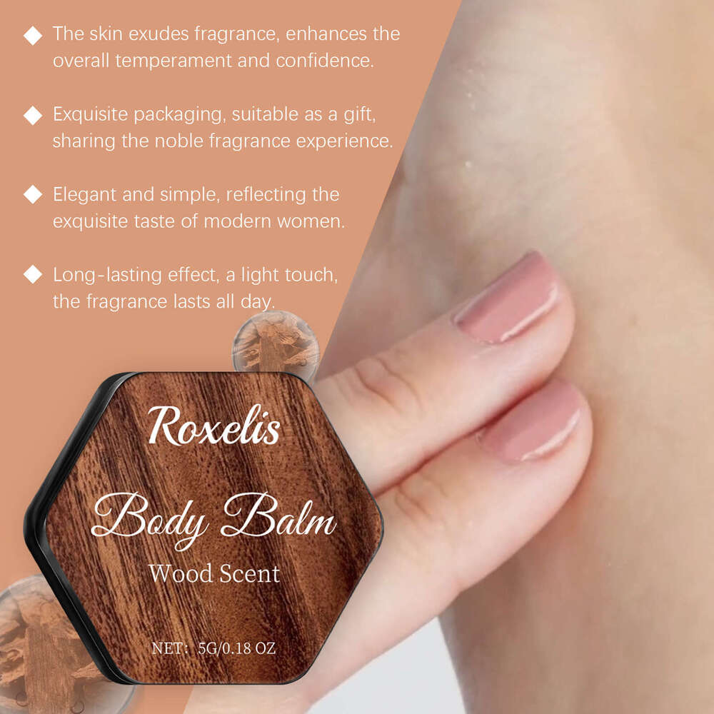 Roxelis Ebony Wood Elegant Light Scent Refreshing Non-Sticky Long-Lasting Portable Charm Pocket Fragrance Body Balm S260131