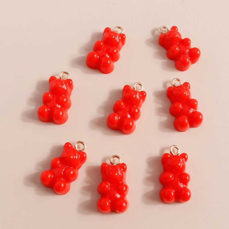 30pcs 11x20mm Cute Candy Colors Resin Bear Charms for Making Earrings Pendants Necklaces Bracelets DIY Crafts Jewelry Findings 260124