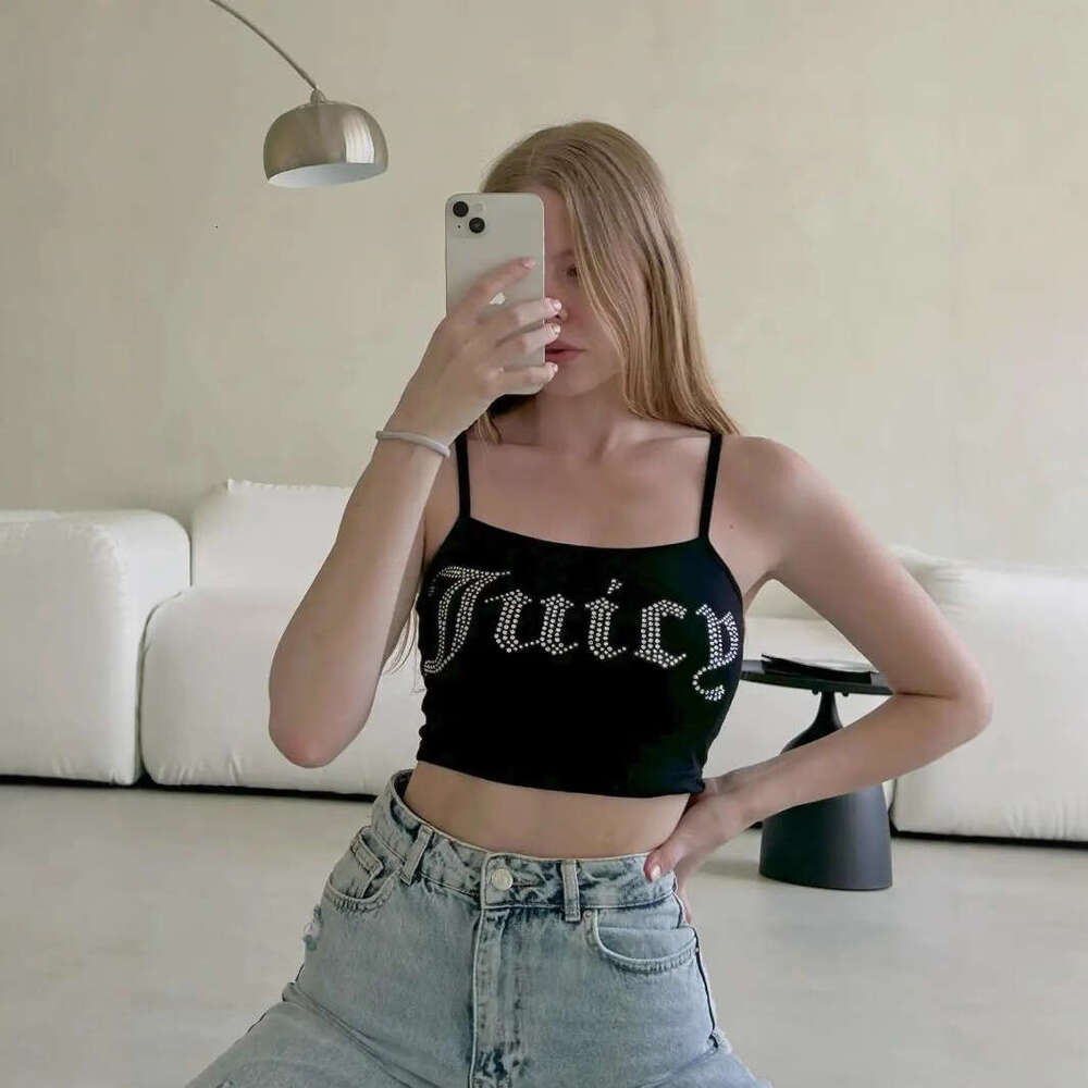 Hot-Selling Y2K Fashion New Rhinestone Top Casual Short European and American Style Sexy Hot Girl Strap