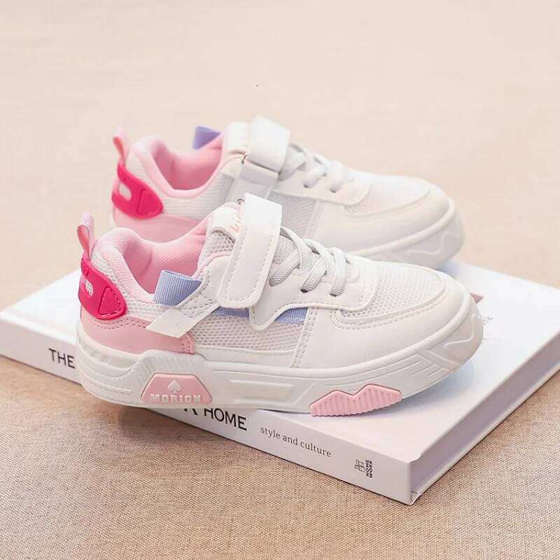 2025 Spring/Autumn Kids Breathable Patchwork Sneakers Leather & Mesh Upper, Anti-Slip Sole, Casual Shoes for Boys and Girls Y260128