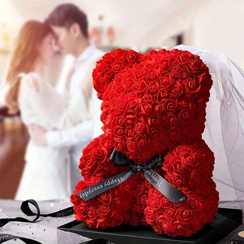 Artificial Flowers Rose Teddy Bear Girlfriend Anniversary Christmas Valentines Day Gift Birthday Present For Wedding Y260131