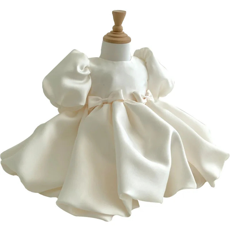 Baby Kids Princess Satin Bow Flower Girl Dress Children First Communion Dress Ball Gown Wedding Party Dress Birthday 260124