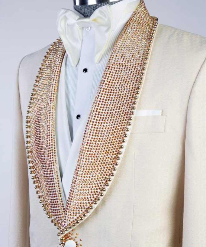 Luxury Rhinestones Mens Suits 1 Pieces Jacket Shawl Lapel Single Breasted Special Occasion Wedding Party Customized traje de hombre
