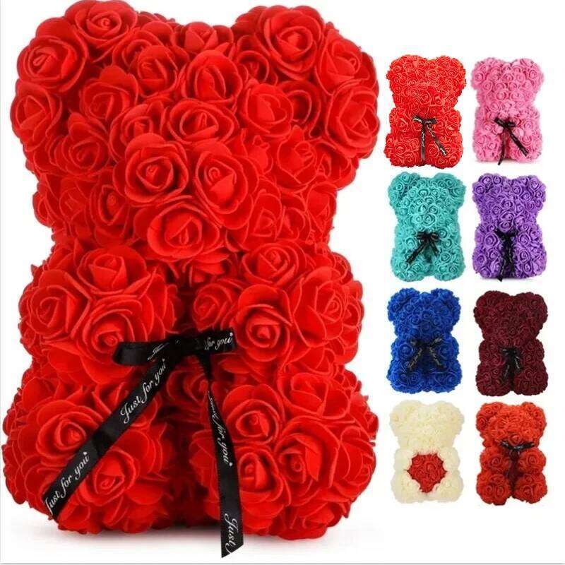 Artificial Flower Eternal Rose Teddy Bear Romantic Creative Gifts For Valentines Anniversary Wedding Birthday Mother's Day Y260131