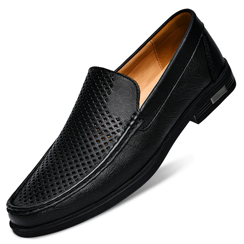 Genuine Leather Slip on Loafers Men Formal Dress Shoes Office Driving Wedding Party Mocasines Hombre Big Size Casual Shoes 260126