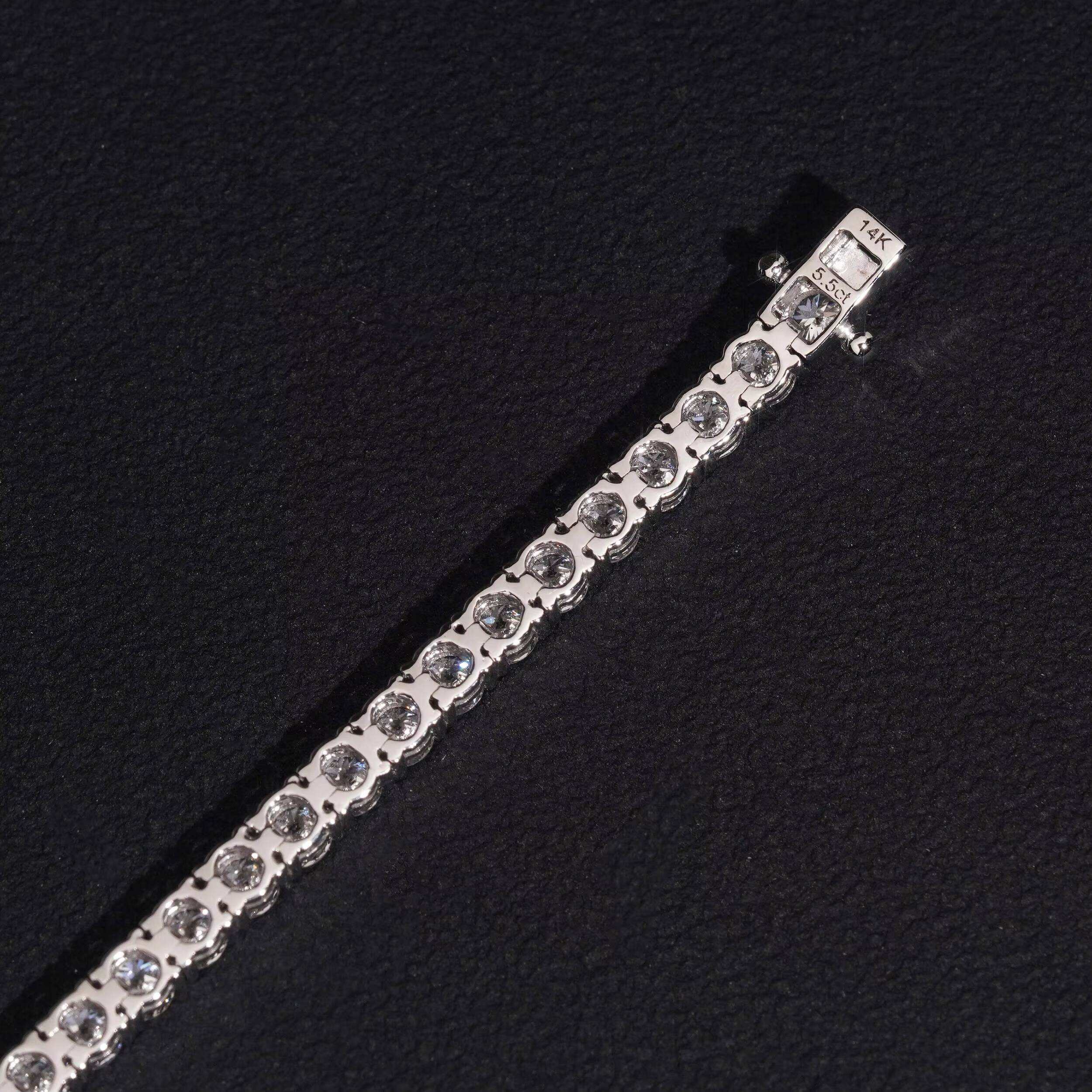 IGI Certificated 14K White Gold DEF Color VVS1 Round Cut 3MM 10 Pointer Lab Grown Diamond Tennis Bracelet