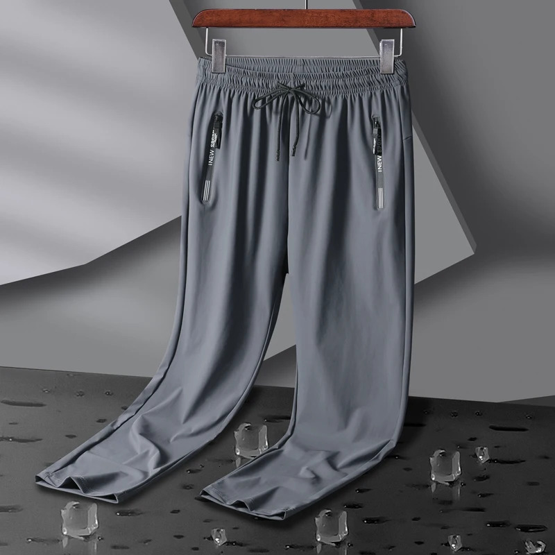 Breathable Elastic Men Running Sport Pants Ice Silk Jogging Thin Sweatpants Casual Outdoor Training Gym Fitness Trousers 8XL 260122