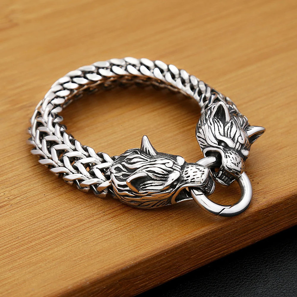 Fashion Vintage Viking Wolf Charm Bracelet 316L Stainless Steel Hip Hop Biker Animal Bangles For Men Nordic Amulet Jewelry Gifts 260126