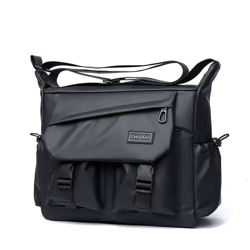 Men Shoulder Bag Solid Waterproof Firm Snap Multi-Pocket Casual Crossbody Bags for Unisex Flap Large Capacity XJ260131