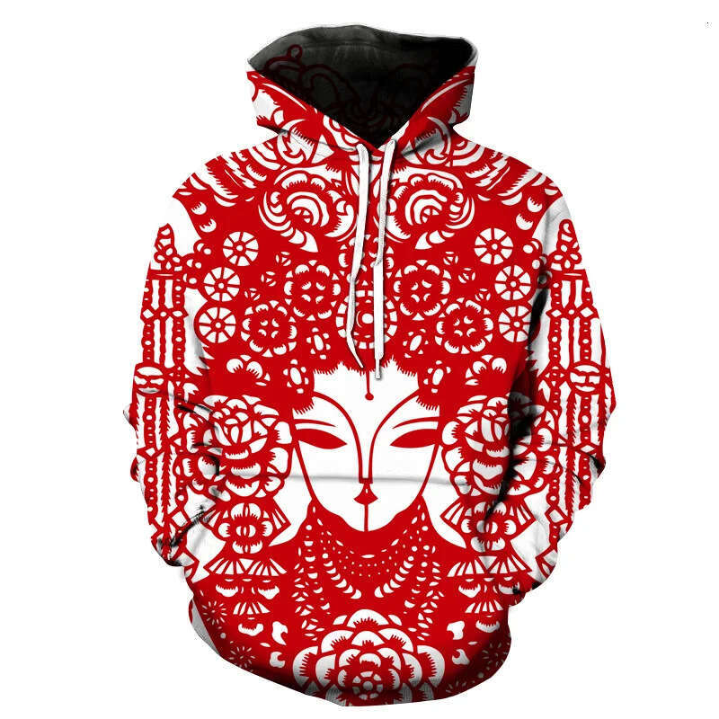 New Autumn And Winter 3D Digital Printed Chinese Auspicious Culture Logo Hoodie Men's Loose Comfortable Casual Luanyun Luanyun