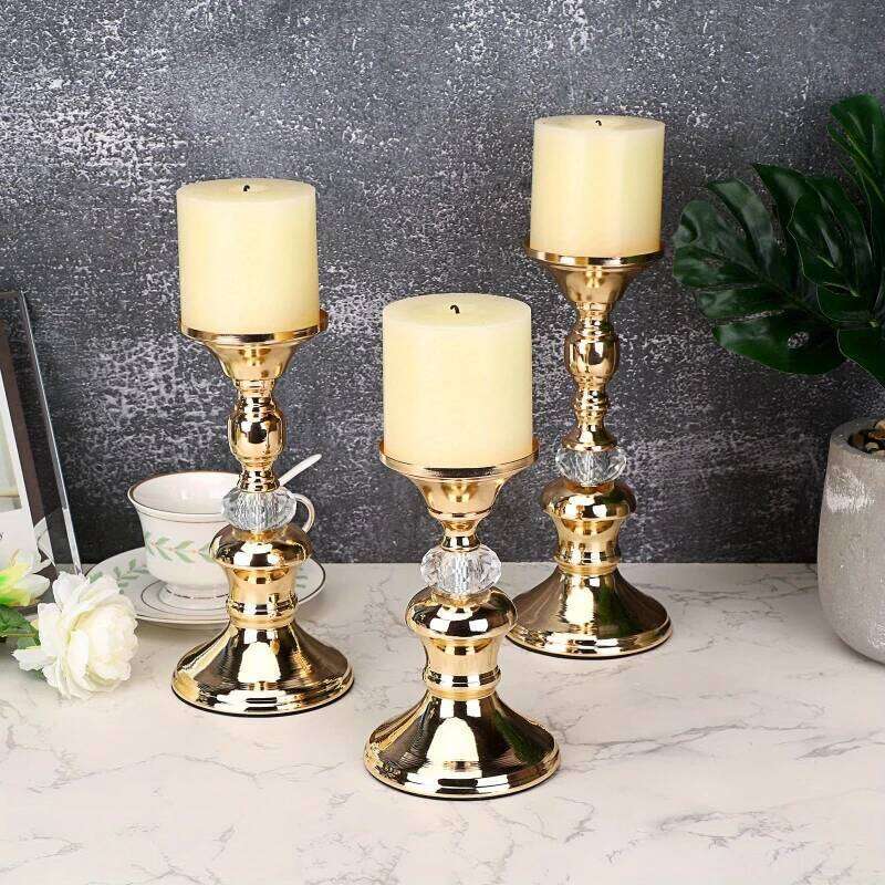 1pc Iron Roman ColumnVintage Metal Pillar Candlestick Holders Elegant Crystal Candle Stands Home Decoration Y260131