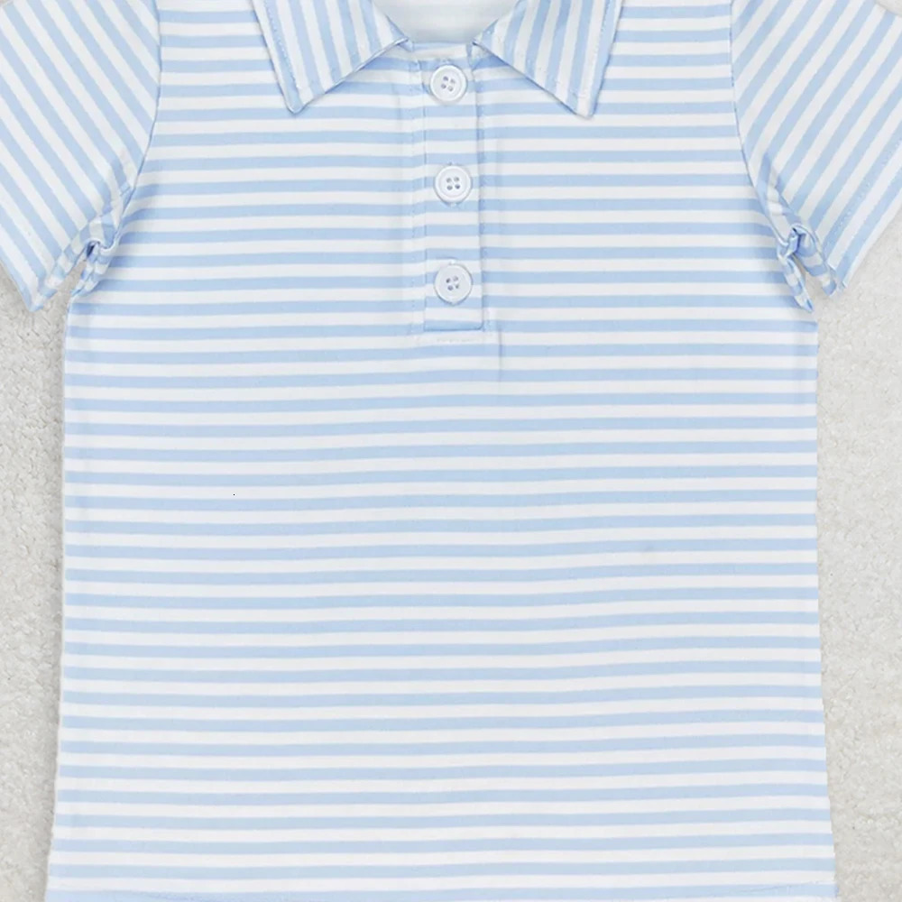 Baby Boys Pink Stripes Short Sleeve Polo Shirt Light Blue Stripe Kids Boys Buttons Tee Tops 260124