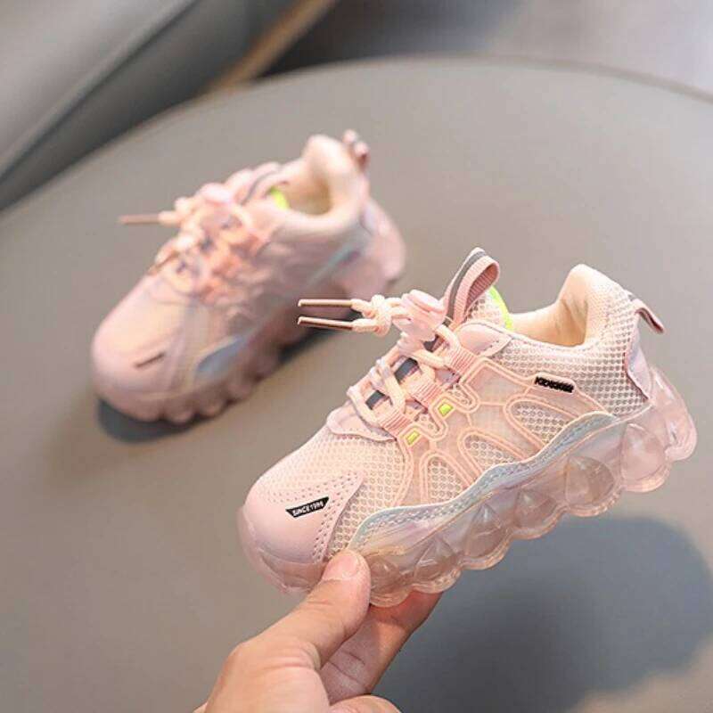 2025Autumn New Kid Sneaker Anti Slip Soft Bottom Boy LED Light Comfort Versatile Girls Casual Shoe Simple Child Mesh Shoes Y260128