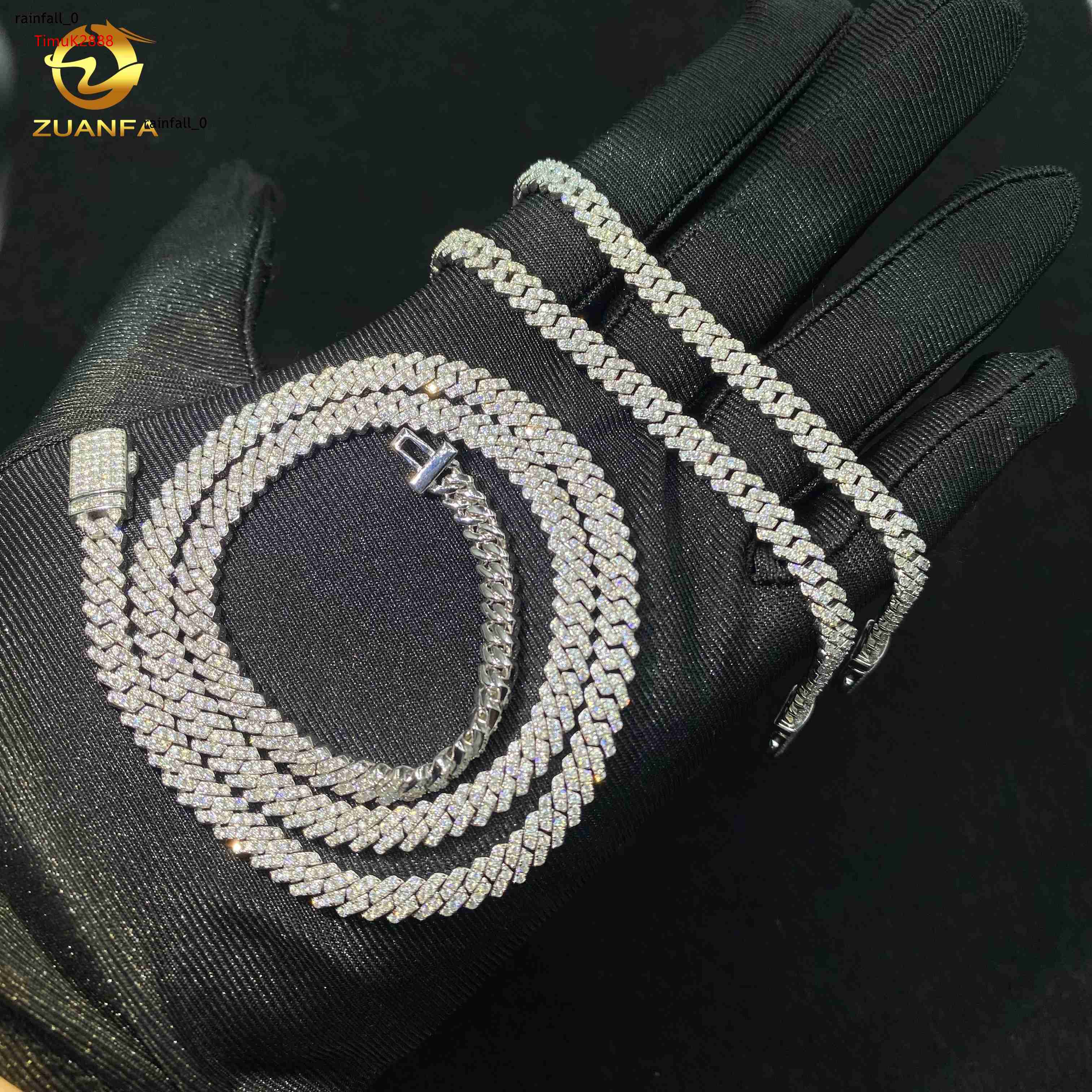 5mm 1Row Diamond Link Chain Hip Hop Jewelry VVS Moissanite 925 Sliver Iced Out Miami Cuban Chain Necklace Bracelet Certificate