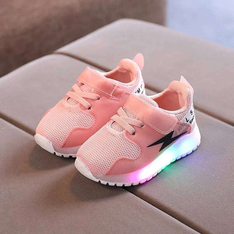 New Autumn Fashion LED Lights Boy Lightweight Breathable Mesh Kid Sneakers Retro Comfort Sports Casual Shoes 2025 Y260128