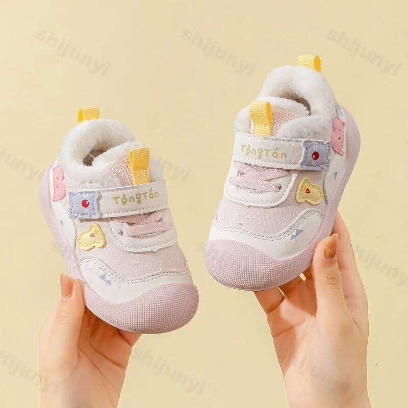Baby Casual Sneakers Winter New Cute Cartoon Boys Girls Plush Warm Toddler PU Leather Shoes Fashion Non-slip Kids Walking Shoe Y260128